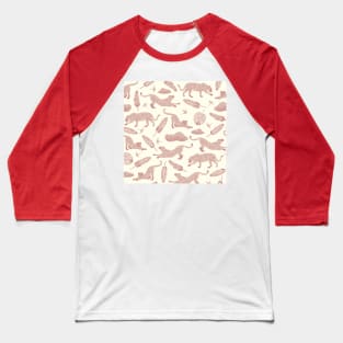 Blush Safari / Wild Cats, Monstera and Birds Baseball T-Shirt